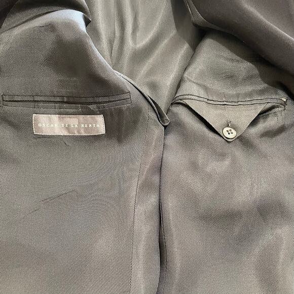 Vintage Oscar de la Renta Black Wool Blazer Sport Coat 44L Gold Crest Buttons - Picture 2 of 12